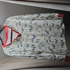 Duluth Trading Co Cream and Red Pajama Top XL